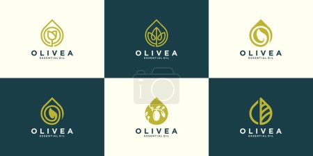 Ilustración de Plantilla de diseño colección logo aceite de oliva - Imagen libre de derechos