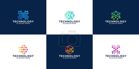 Illustration for Collection of modern blockchain technology logo symbol design templates - Royalty Free Image
