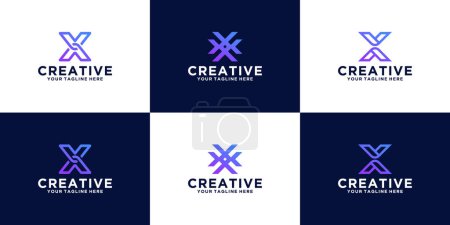 Ilustración de Conjunto de diseño de logotipo inicial letra X diseños para empresas de negocios y tecnología - Imagen libre de derechos