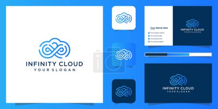 Ilustración de Plantilla de icono de diseño de logotipo de nube infinita. diseño del logotipo de cloud tech y tarjeta de visita - Imagen libre de derechos