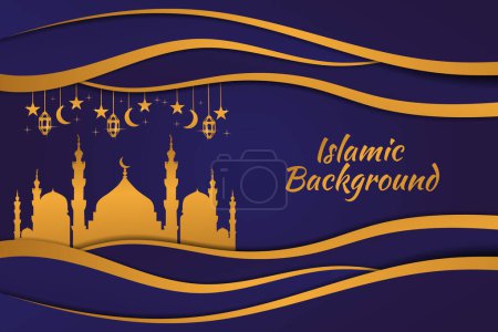 Ilustración de Fondo adorno islámico mezquita plana oro púrpura - Imagen libre de derechos