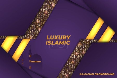 Ilustración de Lujoso fondo islámico ramadán kareem mezquita plana oro púrpura - Imagen libre de derechos