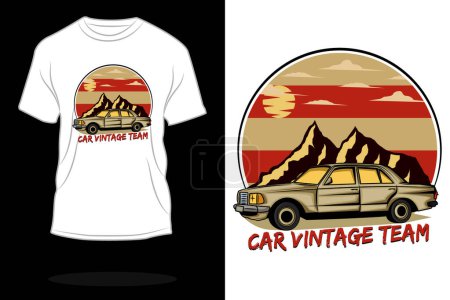 Illustration for Car vintage team retro t shirt design - Royalty Free Image