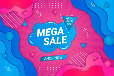 Mega Sale Background Pink and Blue Fluid Style