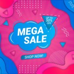 Mega Sale Background Pink and Blue Fluid Style