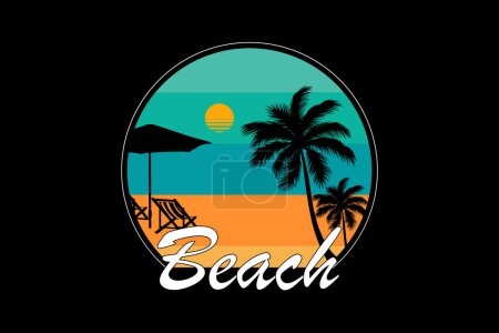 Beach retro silhouette design landscape