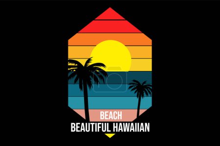 Téléchargez les illustrations : T-shirt Titre belle plage hawaïenne couleur jaune et bleu - en licence libre de droit