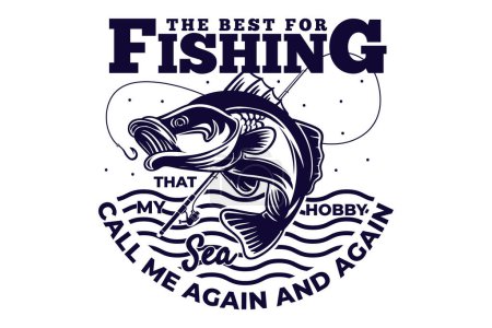 T-shirt fishing rod sea vintage style