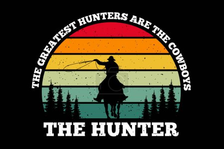 Photo for T-shirt silhouette cowboy hunter pine retro style - Royalty Free Image