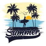 T-shirt summer beach surf vacation retro vintage style
