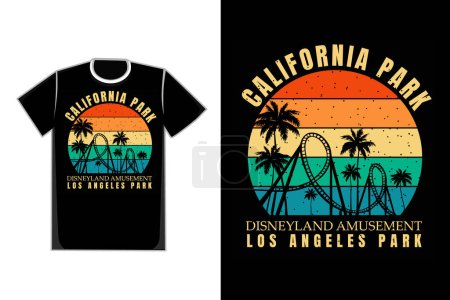 Ilustración de Camiseta silueta parque de atracciones california estilo retro - Imagen libre de derechos