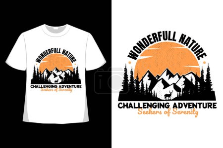 Téléchargez les illustrations : T-shirt pin de montagne aventure cerf vintage - en licence libre de droit