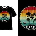 T-shirt surfing miami retro style
