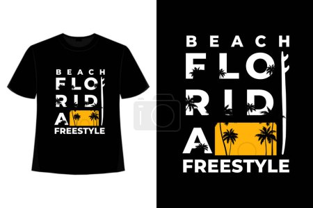 Téléchargez les illustrations : T-shirt typographie plage florida freestyle - en licence libre de droit