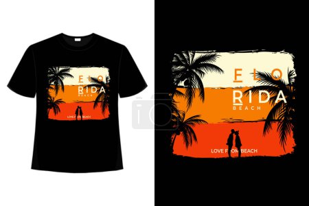 Téléchargez les illustrations : T-shirt plage florida coucher de soleil amour rétro - en licence libre de droit