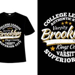 T-shirt typography brooklyn college league varsity vintage style