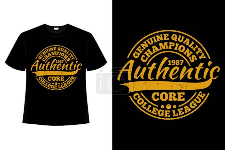 Téléchargez les illustrations : T-shirt typographie authentique champions core college league style vintage - en licence libre de droit