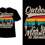 T-shirt outdoors mountain adventure pine flat vintage retro illustration