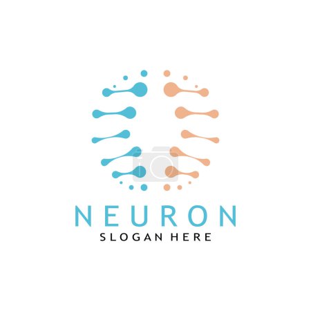 Ilustración de Logotipo cerebral o logotipo de células nerviosas con ilustración vectorial - Imagen libre de derechos