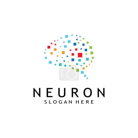 Téléchargez les illustrations : Logo de cellule nerveuse ou logo de neurone avec le style de vecteur - en licence libre de droit