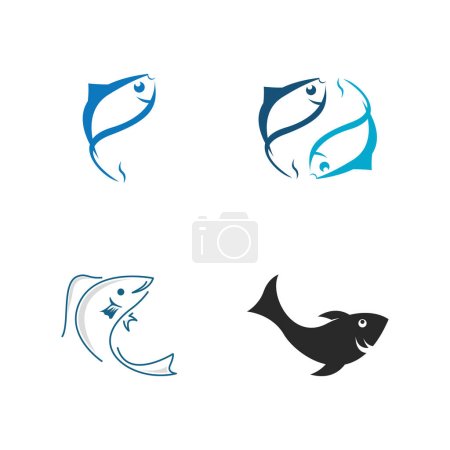 Téléchargez les illustrations : Modèle de logo poisson. Symbole vectoriel créatif - en licence libre de droit