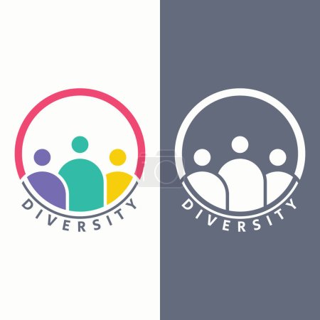 Logo de la diversité colorée Design créatif. Icône de l'unité, de l'amitié, de la communauté et de la solidarité.