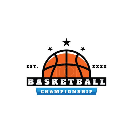 Illustration for Basketball Logo illustration. Basketball Icon, Basketball Sport Team Emblem. - Royalty Free Image