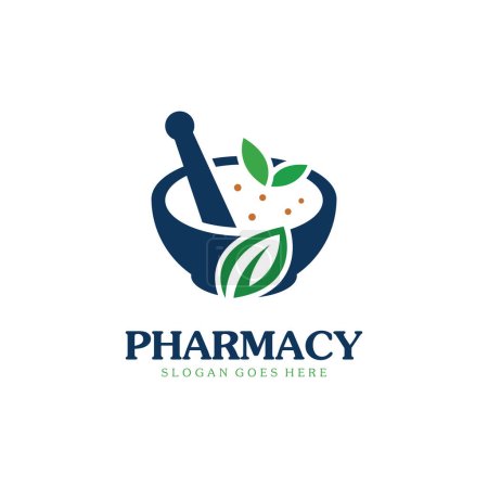 Téléchargez les illustrations : Illustration vectorielle Logo de pharmacie Icône. Logo de pharmacie à base de plantes Design créatif. - en licence libre de droit