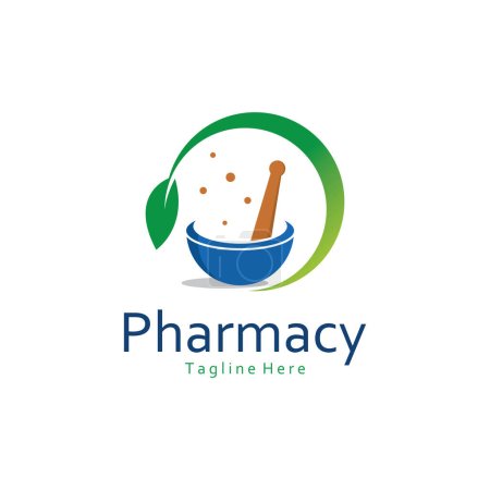 Téléchargez les illustrations : Illustration vectorielle Logo de pharmacie Icône. Logo de pharmacie à base de plantes Design créatif. - en licence libre de droit