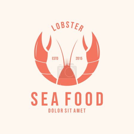 Illustration for Simple Lobster Logo Design Inspiration. Vector Seafood Icon. - Royalty Free Image