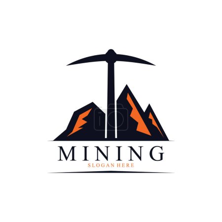 Mountain Mining Logo Silhouette Design with a Simple Concept.