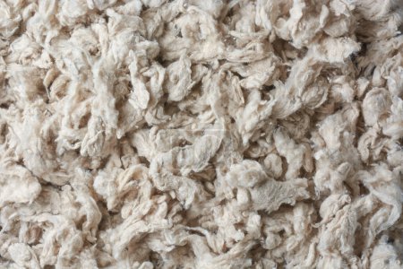 close-up of kapok tree cotton or fiber, ceiba pentandra, light and fluffy fibers used as stuffing for pillows, mattresses and life jackets, natural filling materials in full frame background