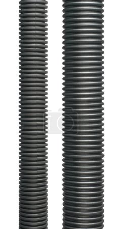 différentes tailles de tuyau flexible ondulé ou tuyau, en plastique ou PVC flexi tuyau isolé fond blanc, utilisé dans le système de plomberie pour l'approvisionnement en eau et le drainage