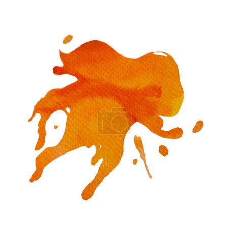 Photo for Orange watercolor splash isolated on white background, hand drawn for food design orange, pumpkin, carrot juice, jam. Packages, restaurant and cafe menu, natural organic food, label, logo and decor. - Royalty Free Image