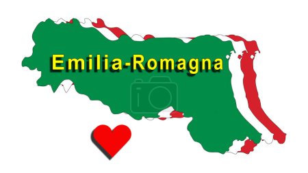Téléchargez les photos : Emilia Romagna dans le cœur, mauvais temps, solidarité de toute l'Italie pour suivre et soutenir la région touchée par les inondations. Illustration 3d. - en image libre de droit