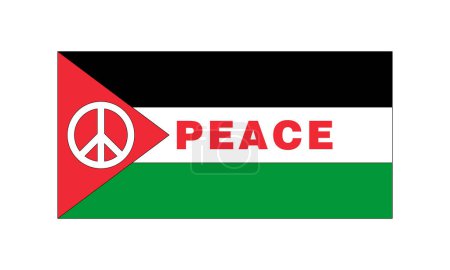 flag of Palestine, colors of the Palestinian flag and the symbol of peace, for the end of all wars and conflicts for the peace of all the peoples of this territory; .png format with cropped border. graphic illustration.