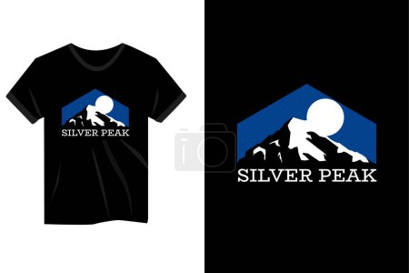 Illustration for Silver peak mountain blue t shirt design - Royalty Free Image