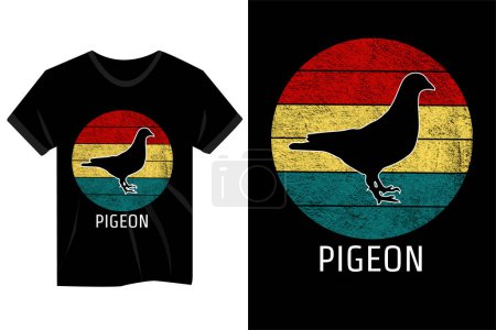 Téléchargez les illustrations : Pigeon vintage rétro t-shirt design - en licence libre de droit
