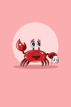 Téléchargez les illustrations : Crabe animal mignon avec illustration de conception de caractère cri - en licence libre de droit