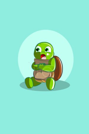 Illustration for Cute animal turtle afraid character design illustration - Royalty Free Image