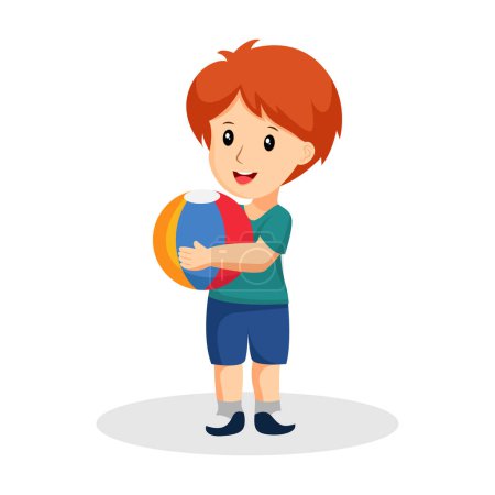 Illustration for Little Boy Carrying A Ball Character Design Illustration - Royalty Free Image