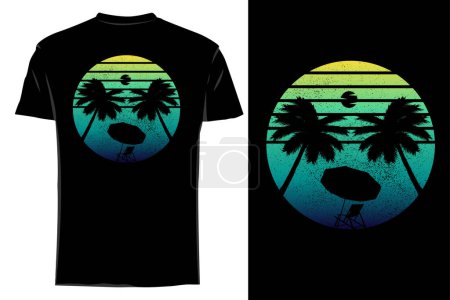 Photo for Morning beach silhouette t-shirt mockup retro vintage - Royalty Free Image