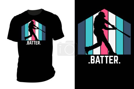 Illustration for Batter silhouette t shirt mockup retro vintage - Royalty Free Image