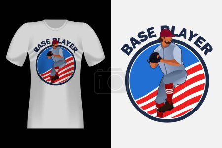 Illustration for Baseball Hand Drawn Style Vintage T-Shirt Design - Royalty Free Image