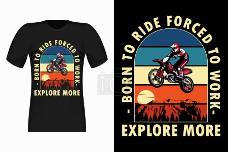 Téléchargez les illustrations : Explorer plus Avec Motocross Vintage Retro T-Shirt Design - en licence libre de droit