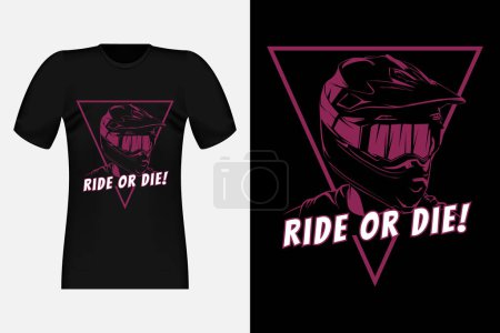 Photo for Motocross Ride Or Die Silhouette Vintage T-Shirt Design - Royalty Free Image