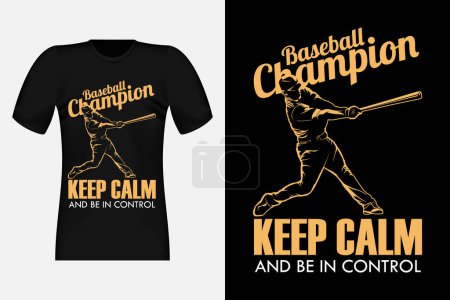 Illustration for Baseball Champion Silhouette Vintage T-Shirt Design - Royalty Free Image