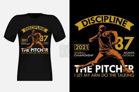 Illustration for The Pitcher I Let My Arm Do The Talking Silhouette Vintage T-Shirt Design - Royalty Free Image