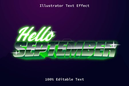 Ilustración de Hola septiembre con juego moderno Neon Style Editable Text Effect - Imagen libre de derechos