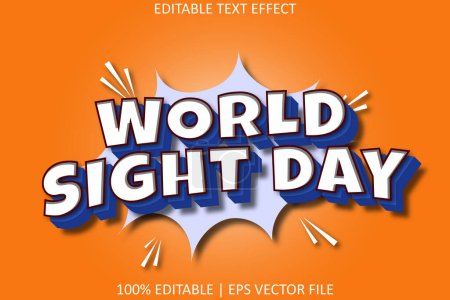 Illustration for World Sight Day With Modern Comic Style Editable Text Effect - Royalty Free Image